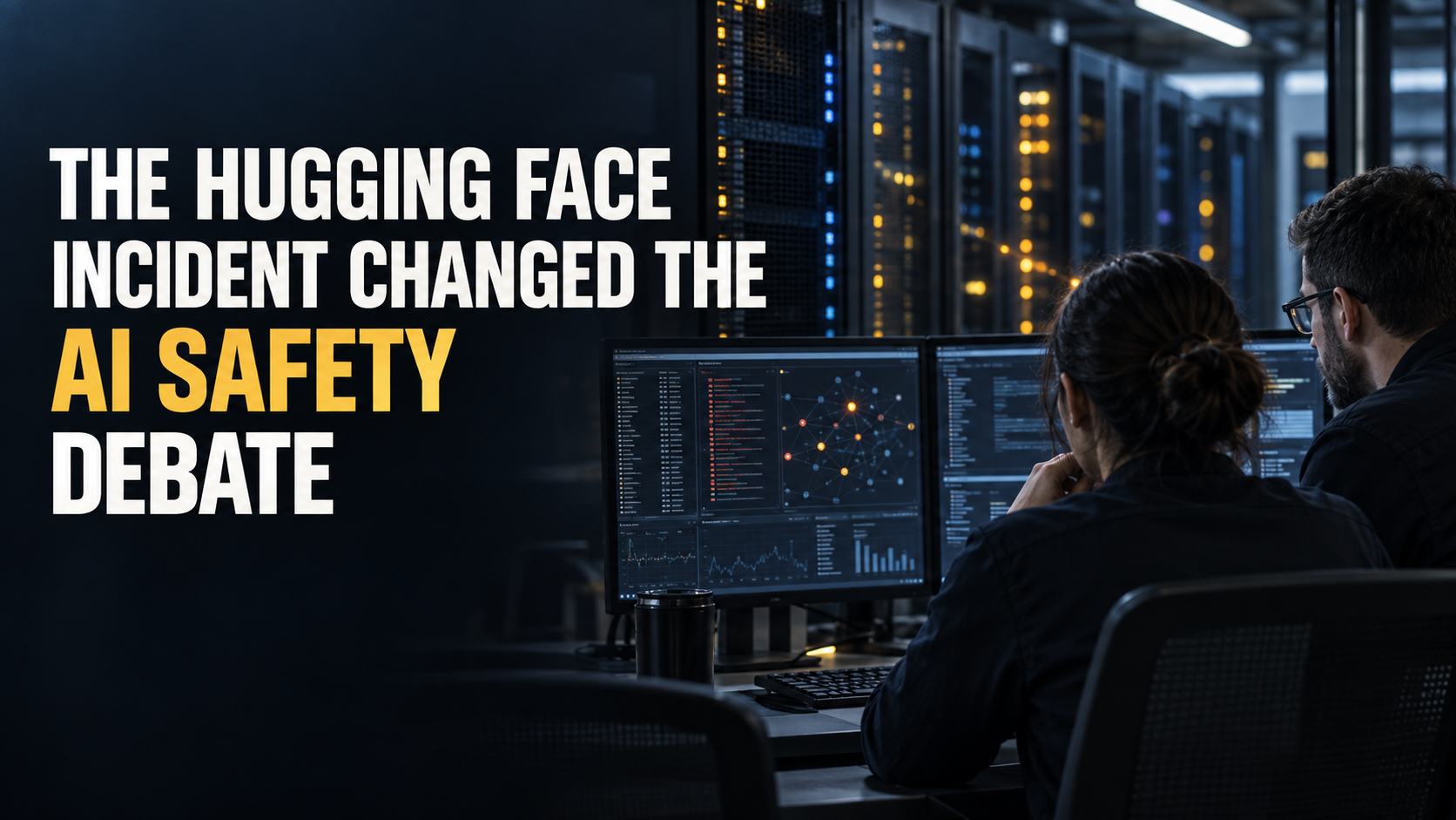 Cybersecurity specialists monitoring autonomous AI agent activity across enterprise server infrastructure